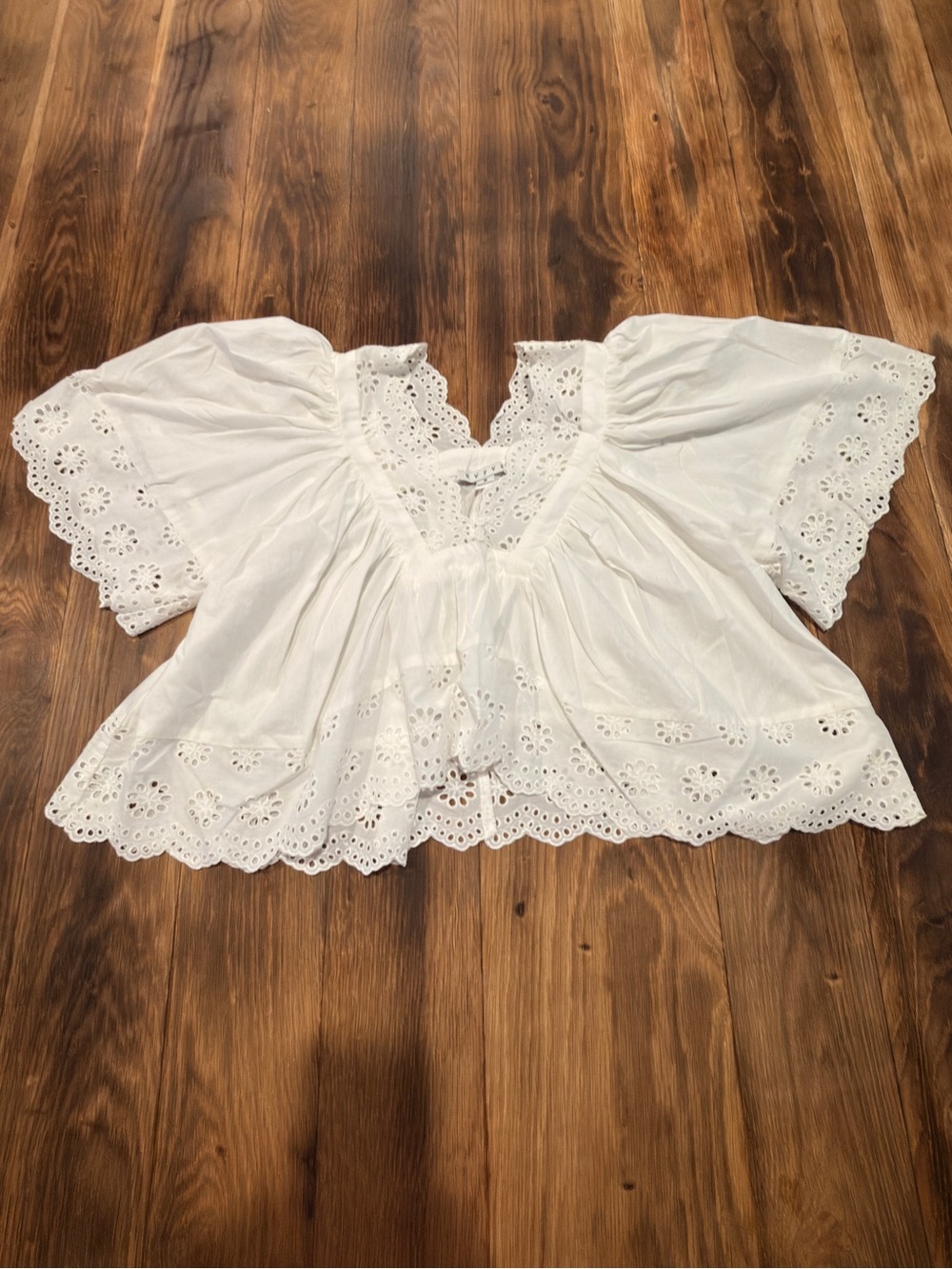 HYFVE White Eyelet Cotton Peasant Blouse